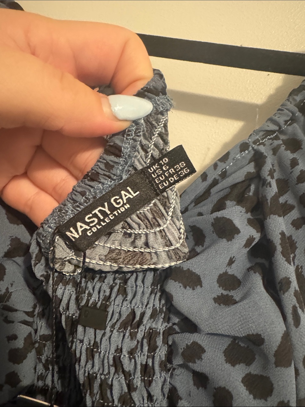 NWT Nasty Gal Blue Ruched Animal Print Mini Dress - Picture 4 of 4